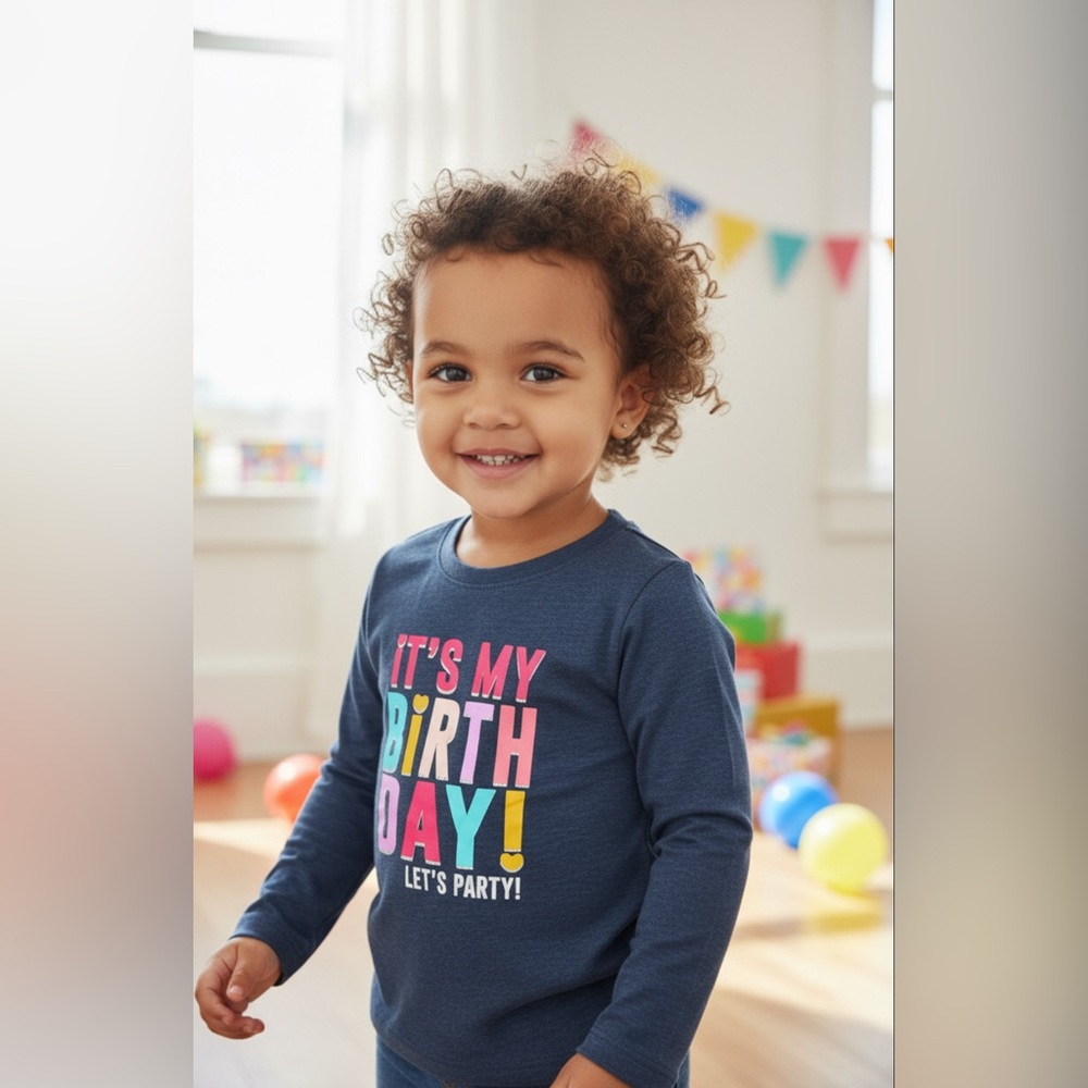 Garanimals Navy Birthday Long Sleeve Tee
